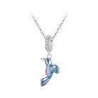 Kovově modrý kolibřík stříbrný přívěsek charm