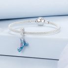 Kovově modrý kolibřík stříbrný přívěsek charm