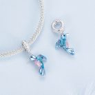 Kovově modrý kolibřík stříbrný přívěsek charm