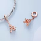 Eiffelova věž růžové zlato stříbrný visící přívěsek