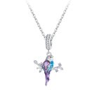 Modrofialový papoušek stříbrný přívěsek charm