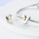 Zlatý stříbrný korálek Srdce s písmenem V