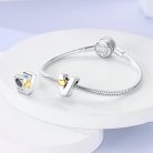 Zlatý stříbrný korálek Srdce s písmenem V