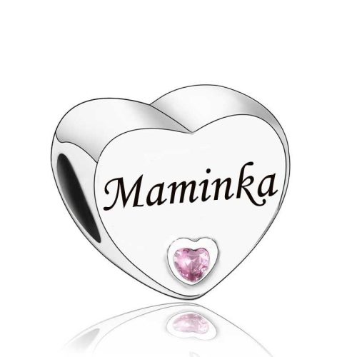 Stříbrný přívěsek ve tvaru srdce s nápisem "Maminka"