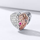 Stříbrné dvoubarevné srdce charm s nápisem "Love You"