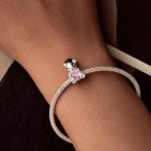 Stříbrný maturitní medvídek charm s nápisem "Happy"