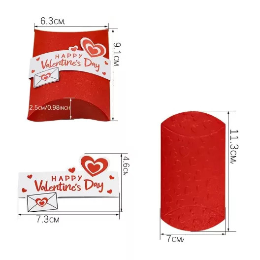 Červená valentýnská polštářková krabička 1 ks