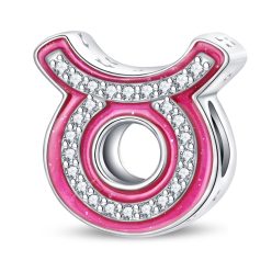 Růžový stříbrný korálek znamení Býk