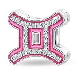 Růžový stříbrný korálek znamení Blíženci