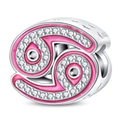 Růžový stříbrný korálek znamení Rak