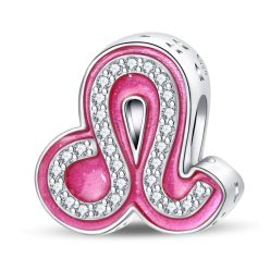 Růžový stříbrný korálek znamení Lev