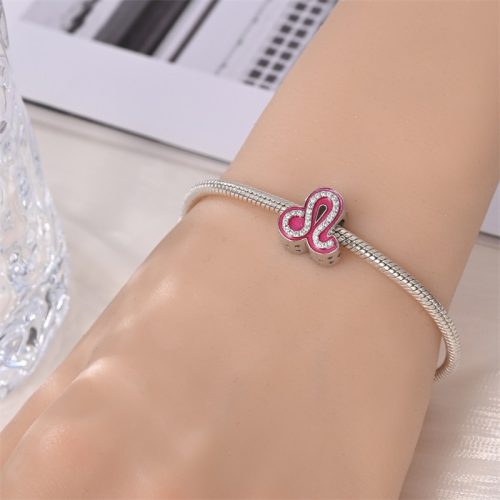 Růžový stříbrný korálek znamení Lev