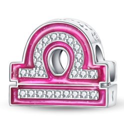 Růžový stříbrný korálek znamení Váhy