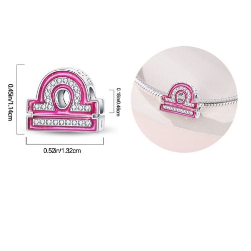 Růžový stříbrný korálek znamení Váhy