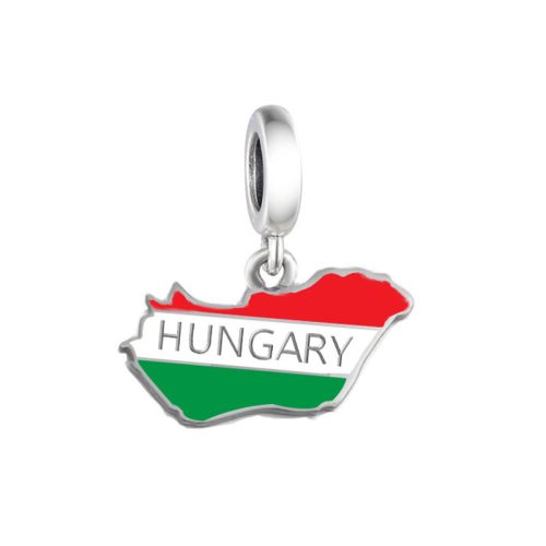 Přívěsek z stříbra ve tvaru Maďarska s nápisem „HUNARY